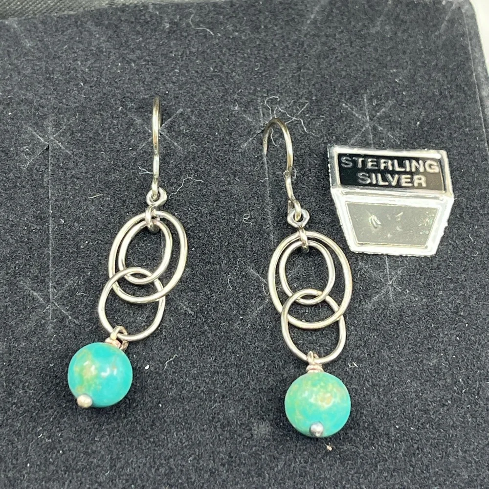 Vintage Whitney Kelly Sterling Silver Earrings with Turquoise Beads - Picture 16 of 16